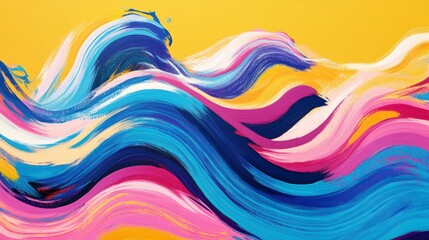 Poster - Abstract colorful wavy brushstrokes painting.