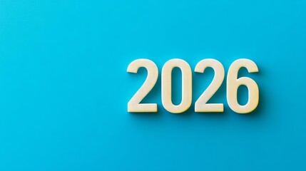 Canvas Print - new year 2026 concept white numbers on vibrant blue background. minimalistic design.