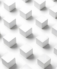 Wall Mural - an artistic composition with a series of minimalist white cubes forming an intriguing pattern. captu