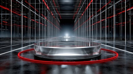 Aufkleber - A large, empty room with a red circle in the center