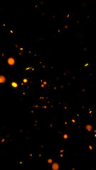 Wall Mural - fire cracks fireflies on black vertical background illustration.