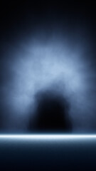 Wall Mural - lighted floor with realistic smoke copy space vertical illustration background.