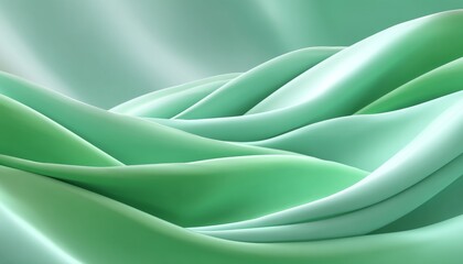Canvas Print - abstract background of gentle, delicate green waves flowing in a dynamic and fluid motion