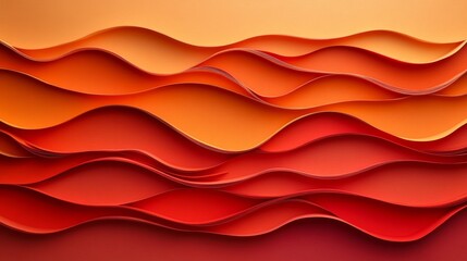 Wall Mural - abstract orange and red papercut waves, vibrant and modern background design, layered art