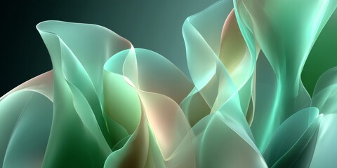 Canvas Print - abstract background of vivid, dynamic, light green wavy fluid in monochrome on a gentle gradient
