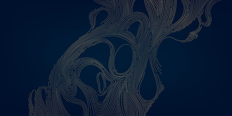 Aufkleber - Vector gold line abstract wave pattern, elegant flow luxury texture design, wavy element, Japanese style background. Curve premium shape.