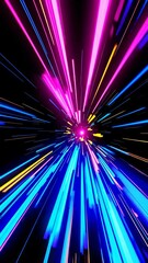Wall Mural - dynamic burst of vibrant neon light streaks in cosmic motion