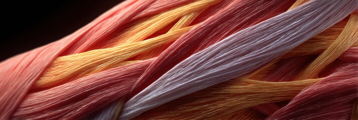 Aufkleber - Detailed Macro View of Skin and Muscle Layers Illustrating Their Intricate Structure and Organization in a Diagrammatic Style