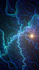 Wall Mural - electric blue energy surges across cosmic landscape in dynamic movement