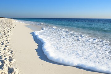 Fototapete - Pristine beach waves on white sand