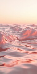 Canvas Print - pink wave flow, abstract water background with gentle liquid lines and minimalist style under sunset