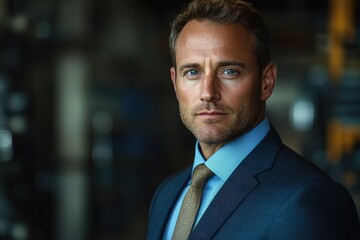Poster - A professional man in a dark blue suit and light blue shirt, looking directly at the camera.