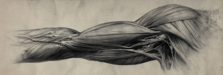 Aufkleber - Detailed Anatomical Muscle Drawing Displaying Intricate Structures Over a Soft, Neutral Background That Highlights the Beauty of Human Anatomy