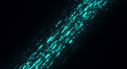 Abstract digital stream of turquoise light