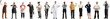 © master1305 - Collage. Group of people of various professions isolated on transparent background, horizontal. Male and female models like baker, butcher, businessman, farmer, painter, builder, chef.