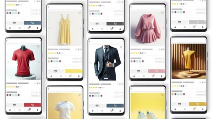 Wall Mural - E-commerce sales of clothing products by phone