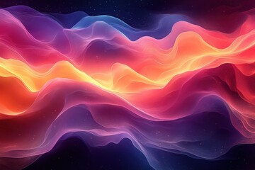 Wall Mural - vibrant abstract waves of color flowing across a dark background in a stunning display of artistic d