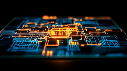Wall Mural - Vibrant Abstract Circuit Illustration with Illuminated Details
