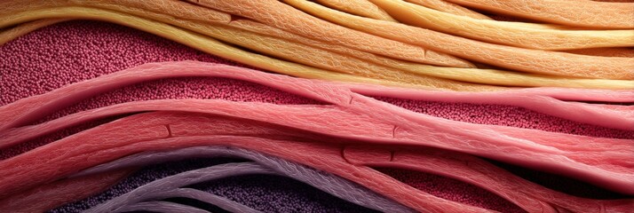 Aufkleber - Macro View of Skin and Muscle Layers Showcasing Intricate Details and Textures in a Vibrant Diagram Style Presentation