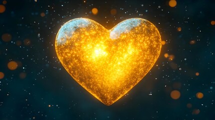 Wall Mural - Vibrant Glowing Heart Shape with Artistic Sparkling Effects