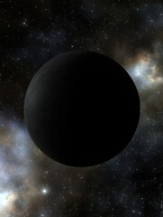 Wall Mural - dark planet in deep space, digital illustration, cosmic scene, planetary body, black sphere, stars b