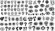 © MORIUM JANNAT - Hand-drawn emotion manga symbols pictogram icon set in clean black linear silhouette style