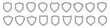 © Mirikiteki - Set of blank shield outline icons. Collection of simple heraldic badge shapes, black linear emblems, frames or coat of arms templates for logo, label, or security symbol design. Editable Stroke
