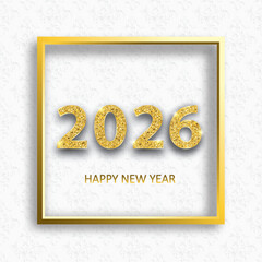 Wall Mural - 2026 New Year Golden Frame Ornaments Wallpaper