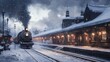 © Shobakh - A wintery steam train at a snow-covered station.