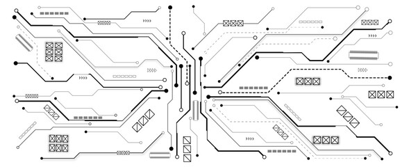 Poster - Vector abstract technology on white background, Abstract technology circuit diagram on white background.