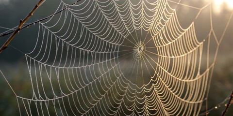 Dew-Covered Spiderweb