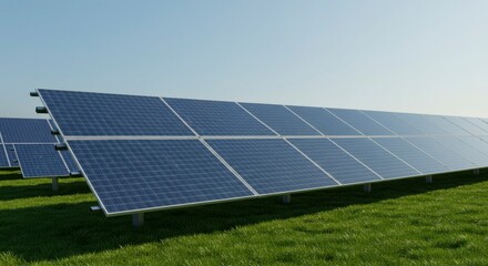 Solar panels array in a field