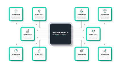 Infographic template. Square with 10 connected steps