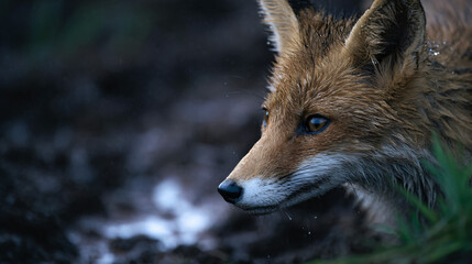 Wall Mural - Red Fox (Vulpes vulpes) close-up, captured in nature.