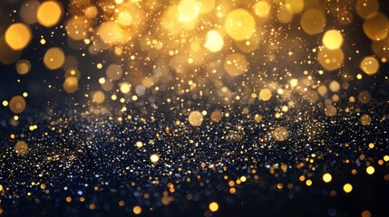 Poster - Abstract gold and black glitter bokeh background.