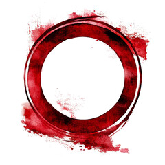 Wall Mural - crimson circular emblem, textured paint strokes and isolated on transparent canvas, with artistic ap