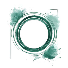 Wall Mural - circular emerald frame with watercolor effect ideal for artistic presentations and projects
