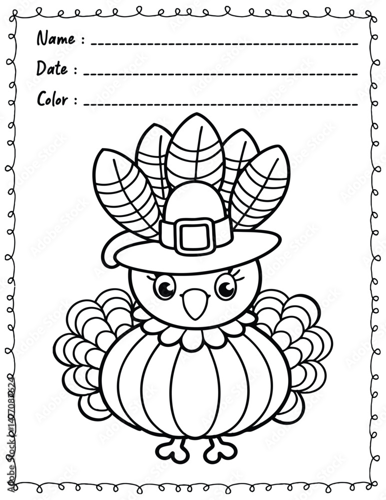 Thanksgiving Coloring Pages For Kid and adult. High resolution (300 DPI ...