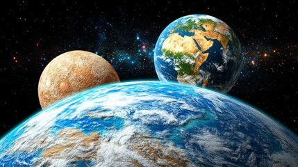 Wall Mural - cosmic planets in the starry night sky