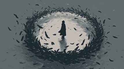 Wall Mural - Enigmatic Silhouette Against Majestic Full Moon