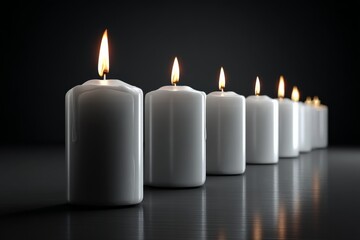 Poster - Candles lit in a line casting soft light for a peaceful atmosphere at night