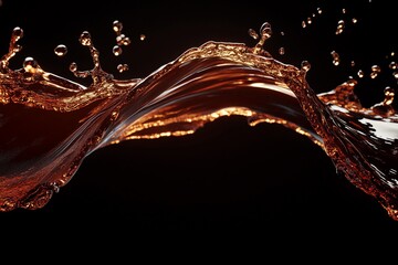 liquid splash, amber brown, dynamic movement