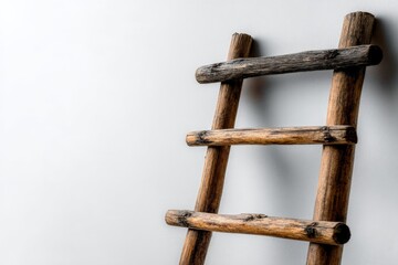 Aufkleber - Wooden ladder leaning against a plain wall, showcasing rustic design and craftsmanship in a cozy interior setting