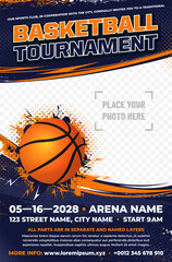 Wall Mural - dynamic basketball tournament poster template with ball