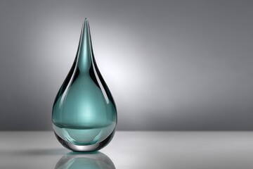 Aufkleber - Elegant glass teardrop sculpture with smooth surface on reflective table