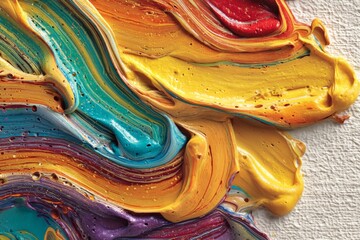 Aufkleber - Vibrant abstract artwork showcasing flowing paint textures in rich colors and patterns