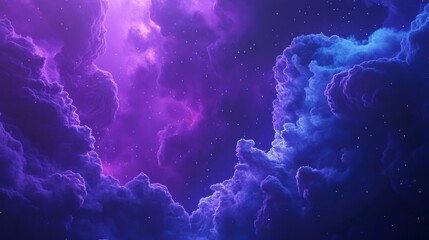 Aufkleber - Abstract cosmic nebula with vibrant purple and blue clouds and sparkling stars.