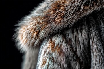 Fototapete - Close-up view of fur texture showcasing intricate patterns and soft fibers under soft lighting