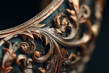 Poster - Intricate golden floral design on vintage frame highlighting detailed craftsmanship and artistic elegance