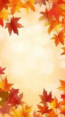 Canvas Print - autumnal maple leaves frame a soft bokeh background for seasonal design and fall decor projects illu